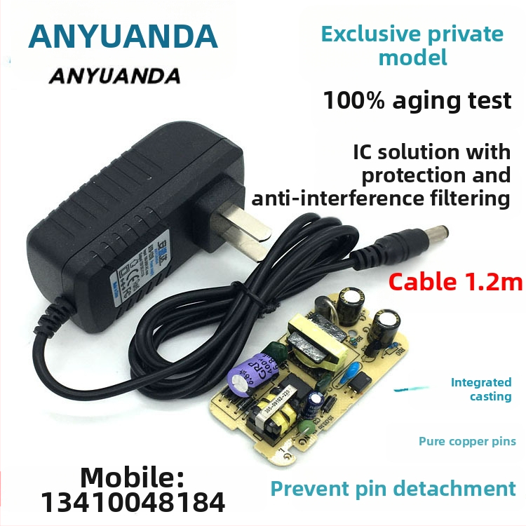 12V 1A PWM prepínané napájanie pre set-top box, router a LED pásik — vstup 110-240V AC, výstup 12V 1A, výkon 12W, šum na výstupe <100 mV, účinnosť 88%