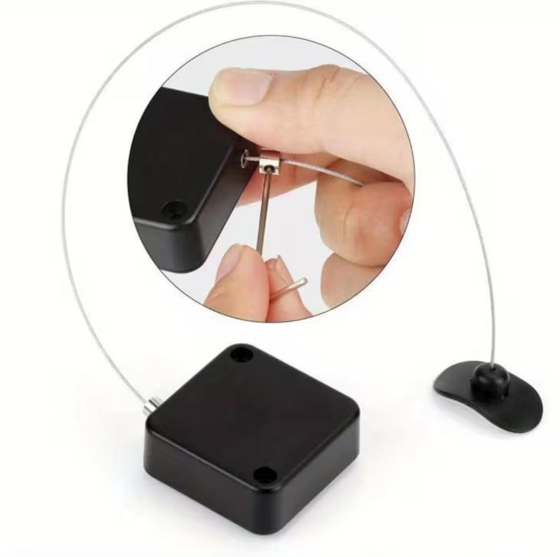 Langzheng Electronics LZ-098 Húzható távirányító tekercs acélsodronnyal, anti-loss zár, asztali kijelzőhöz (Model LZ-098, Hőmérséklet -30–70°C, Páratartalom ≤90%)