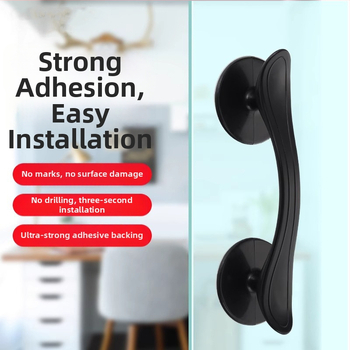 Üvegajtó szívófejes kilincs – telepítés nélkül, műanyagból, ABS felülettel, modell SCMDKLS, modern minimalist stílus