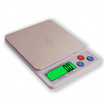 Кухненска електронна везна MH-777 с висока прецизност; диапазони на измерване: 6kg×0.1g, 600g×0.01g, 1kg×0.01g и 3kg×0.01g; електронно измерване; захранване с две AAA батерии