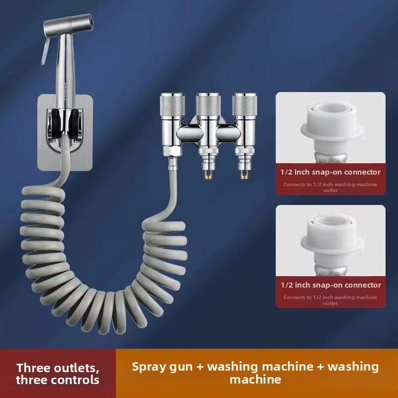 Mosógép beömlő szelep: 1 bemenet, 3 kimenet, automatikus vízstop, 4-utas elosztó, cink ötvözet, modern stílus, testreszabás elérhető