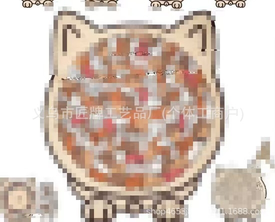 Dreveni puzzle u obliku mačkice, 135 dijelova, plosni puzzle, drvena kutija, za DIY