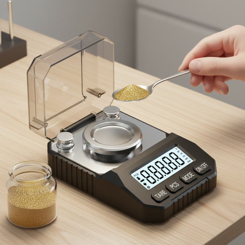 Cântar digital miligram pentru bijuterii, AJY Q007 — Electronic, 50 g/0.001 g, 2 baterii AAA