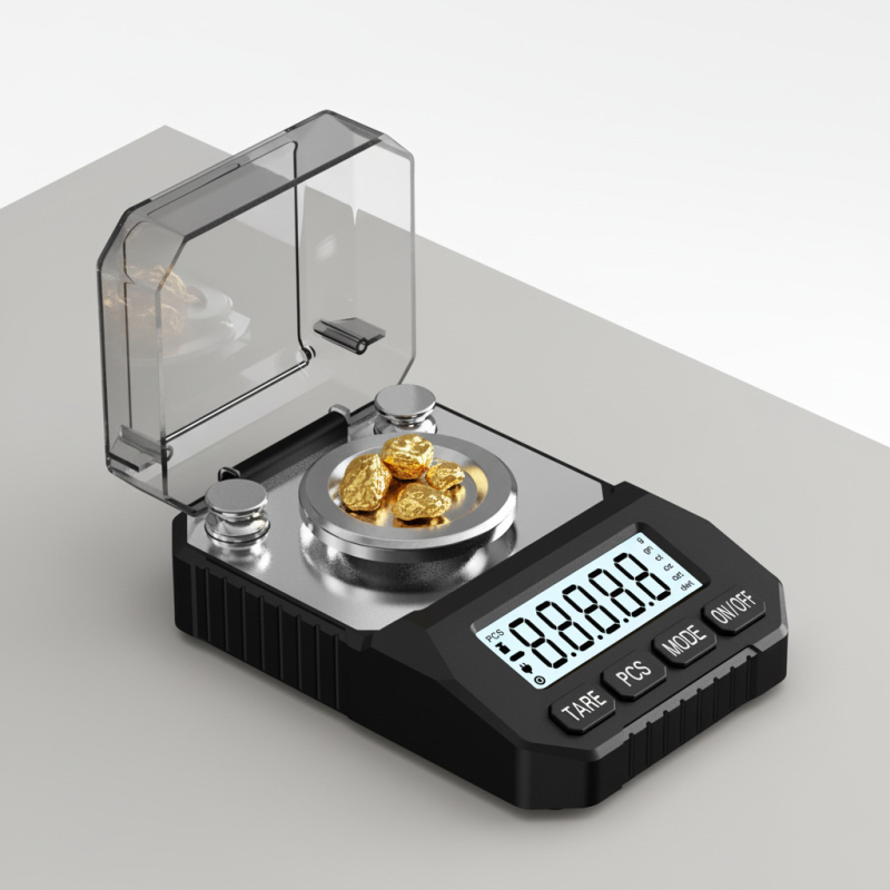 Cântar digital miligram pentru bijuterii, AJY Q007 — Electronic, 50 g/0.001 g, 2 baterii AAA