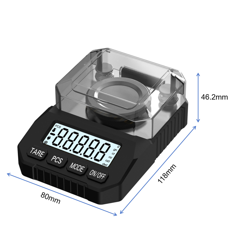 Cântar digital miligram pentru bijuterii, AJY Q007 — Electronic, 50 g/0.001 g, 2 baterii AAA
