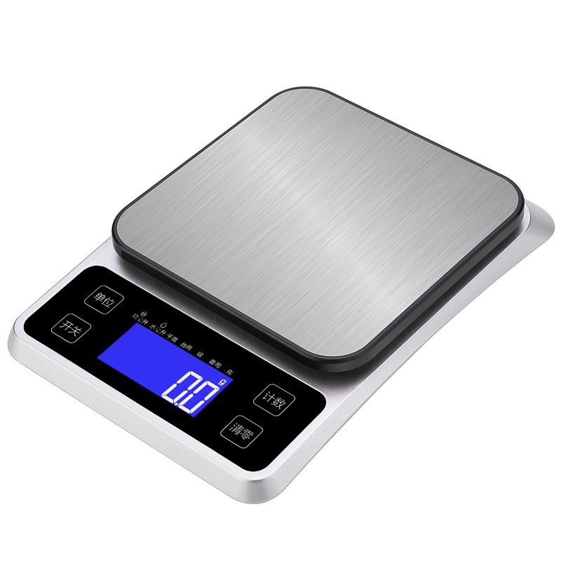 Kuhinjska vaga od nehrđajućeg čelika, visoka preciznost, kompaktna platforma, kapacitet 5 kg, za pečenje i mjerenje hrane kod kuće.