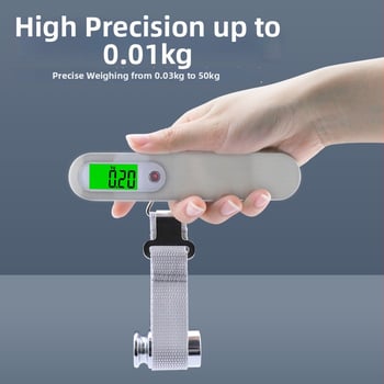 Nova prenosna vaga za prtljagu, 50 kg kapaciteta, kompaktna digitalna vaga s kukom