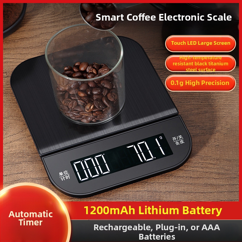 BethjiaM MS-R40 Kuhinjska vaga za kavu s automatskim tajmerom, USB punjiva, kapacitet 3–5 kg, preciznost 0,1 g