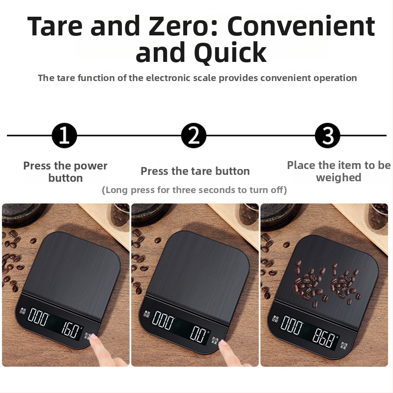 BethjiaM MS-R40 Kuhinjska vaga za kavu s automatskim tajmerom, USB punjiva, kapacitet 3–5 kg, preciznost 0,1 g