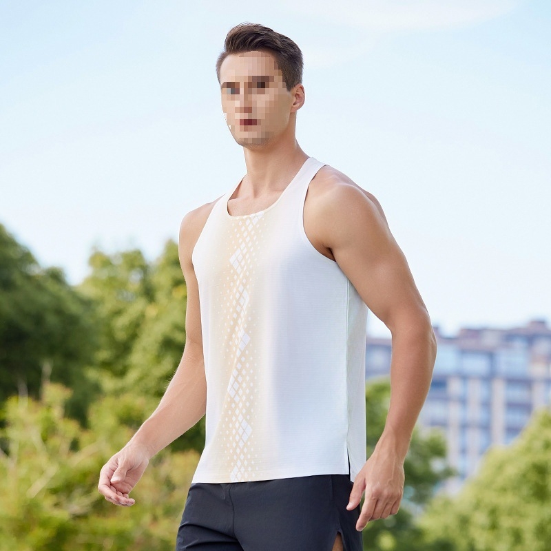 Ανδρικά σορτς για μαραθώνιο με επένδυση ice silk, γρήγορο στέγνωμα, τσέπη για κινητό, μήκος 3/4, πολυεστερικό ύφασμα