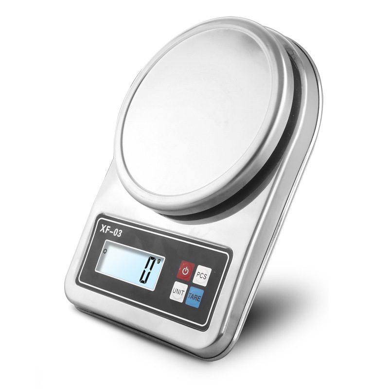Kuhinjska vaga za gram iz nehrđajućeg čelika, elektronička vaga za hranu s LCD zaslonom, kapacitet 3–5 kg, model XF-03
