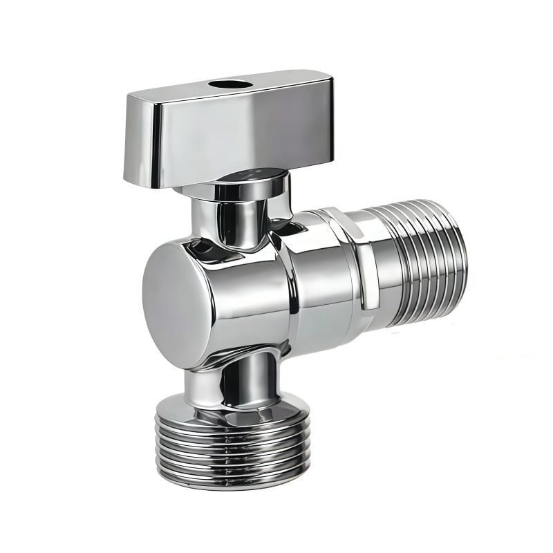 Kran od cinkove legure, kutni ventil, model 1/2×3/4, navojni priključak, radna temperatura 20–80°C, unutarnji promjer 20×25 mm, neto težina 120 g