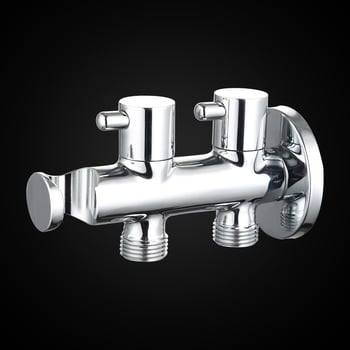 Réz anyagú beépíthető háromutas elosztó szelep, beépített, bemenet 1, kimenet 2, csatlakozás G1/2, modell JF080101