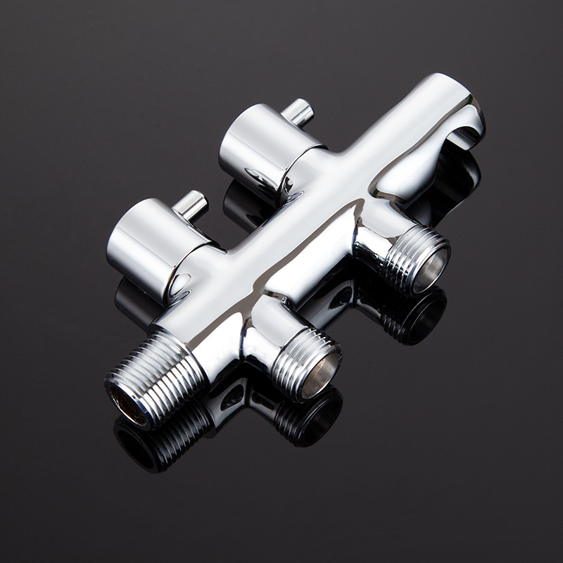 Réz anyagú beépíthető háromutas elosztó szelep, beépített, bemenet 1, kimenet 2, csatlakozás G1/2, modell JF080101