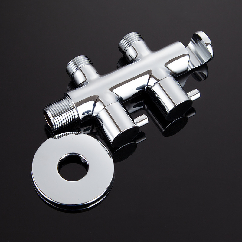 Réz anyagú beépíthető háromutas elosztó szelep, beépített, bemenet 1, kimenet 2, csatlakozás G1/2, modell JF080101