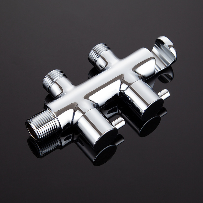 Réz anyagú beépíthető háromutas elosztó szelep, beépített, bemenet 1, kimenet 2, csatlakozás G1/2, modell JF080101