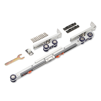 Двунасочена хидравлична демпферираща ролка за плъзгащи врати (материал: цинкова сплав + нейлон; дебелина на стената: 2 мм; диаметър на вала: 10 мм; радиус на жлеба за въже: 14 мм; максимално натоварване: 60 кг)