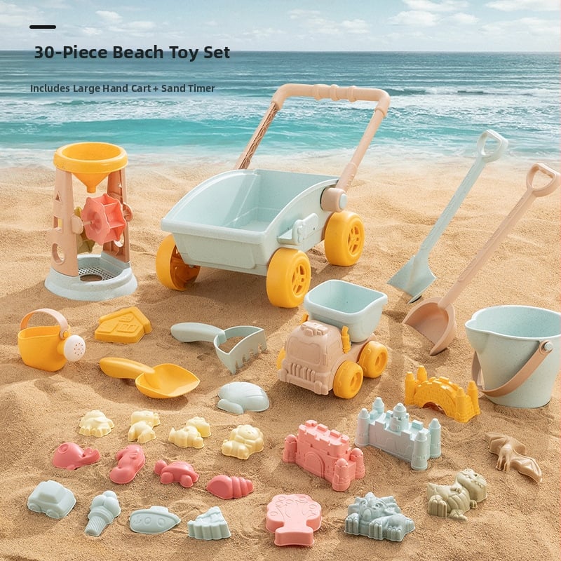 Emperor Плажни играчки за деца – комплект за пясък и водни игри с кофа и лопатка, от пшенична слама, за деца 0–3 г