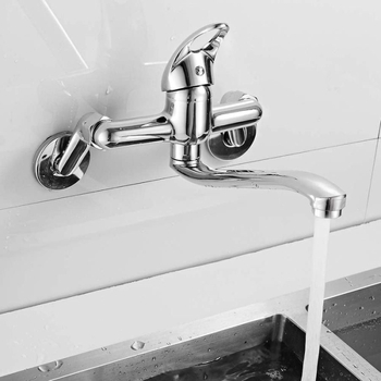 Zidni okretni miješajući faucet za kuhinju i perilicu rublja – bakarna legura, keramički disk ventil, radna temperatura 90°C