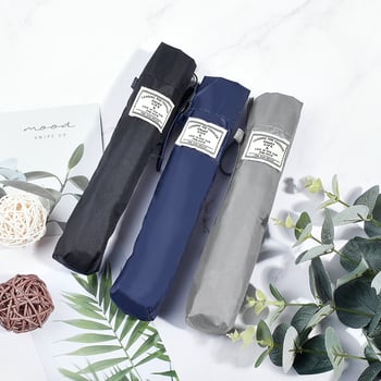 Vanjski mini kišobran, trodijelni sklopivi kišobran s aluminijskim okvirom, ručno otvaranje i zatvaranje, silikonska ručka, UV zaštita UPF > 30