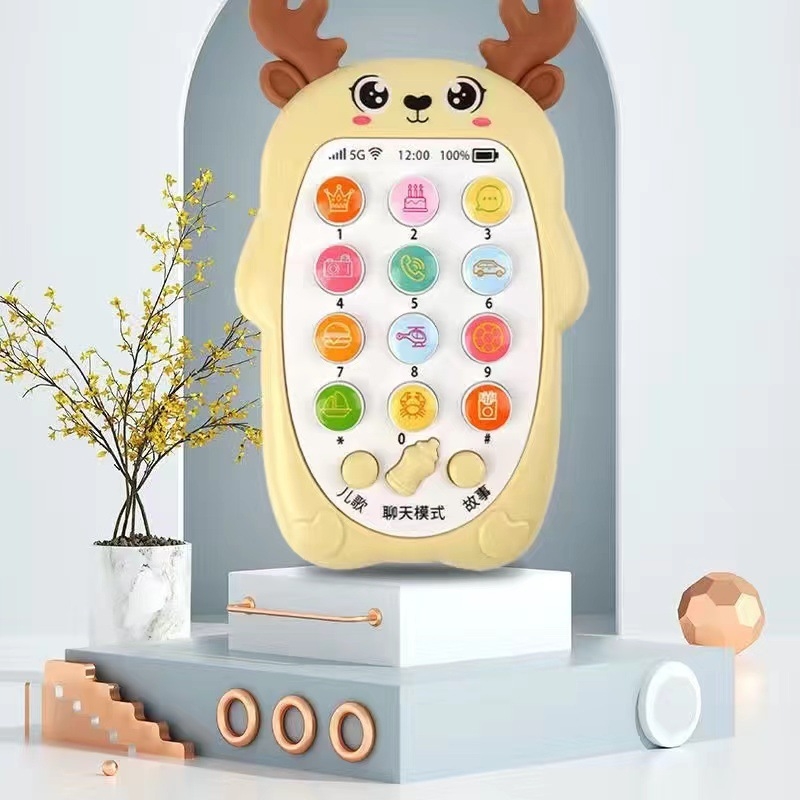 Bear Child dvostruko edukativni telefon za priče za ranu edukaciju s glazbom i interakcijom roditelj-dijete, plastični, baterijski, za dob 0–3 godine