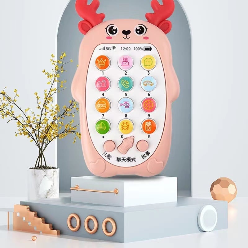 Bear Child dvostruko edukativni telefon za priče za ranu edukaciju s glazbom i interakcijom roditelj-dijete, plastični, baterijski, za dob 0–3 godine