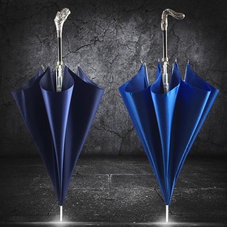 Kišobran s dugačkom drškom, britanski stil džentlmene, ručno otvaranje, okvir s 8 vlakana od vlakna, aluminijski štap, poliester 280T, UPF 50+