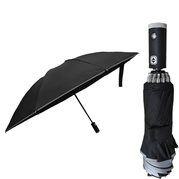 Kišobran s automatskim otvaranjem i zatvaranjem, trodijelni sklop s 10 rebara, aluminijski štap i vlaknaste rebara