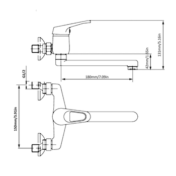 Beépíthető konyhai mosogatókeverő meleg és hideg vízzel, dupla lyukú kialakítás, réz test, kerámia patron, 0–90°C működési tartomány