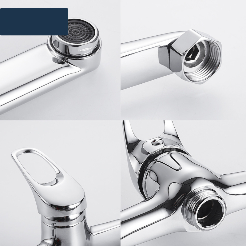 Beépíthető konyhai mosogatókeverő meleg és hideg vízzel, dupla lyukú kialakítás, réz test, kerámia patron, 0–90°C működési tartomány