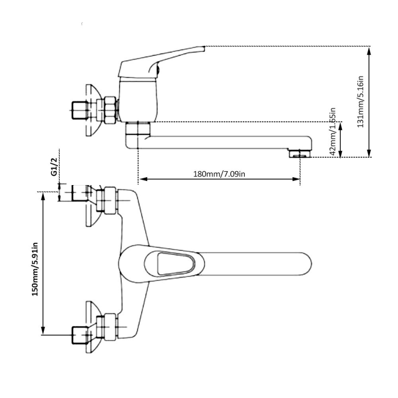 Beépíthető konyhai mosogatókeverő meleg és hideg vízzel, dupla lyukú kialakítás, réz test, kerámia patron, 0–90°C működési tartomány