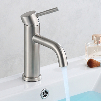 Slavina za umivaonik od 304 nehrđajućeg čelika, miješanje tople i hladne vode, jednoplošna montaža, podizno otvaranje, keramički disk ventil