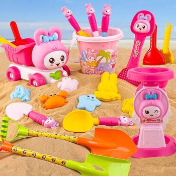 Пластмасов комплект за игра в пясък със лопатки за деца на възраст 4–6 години