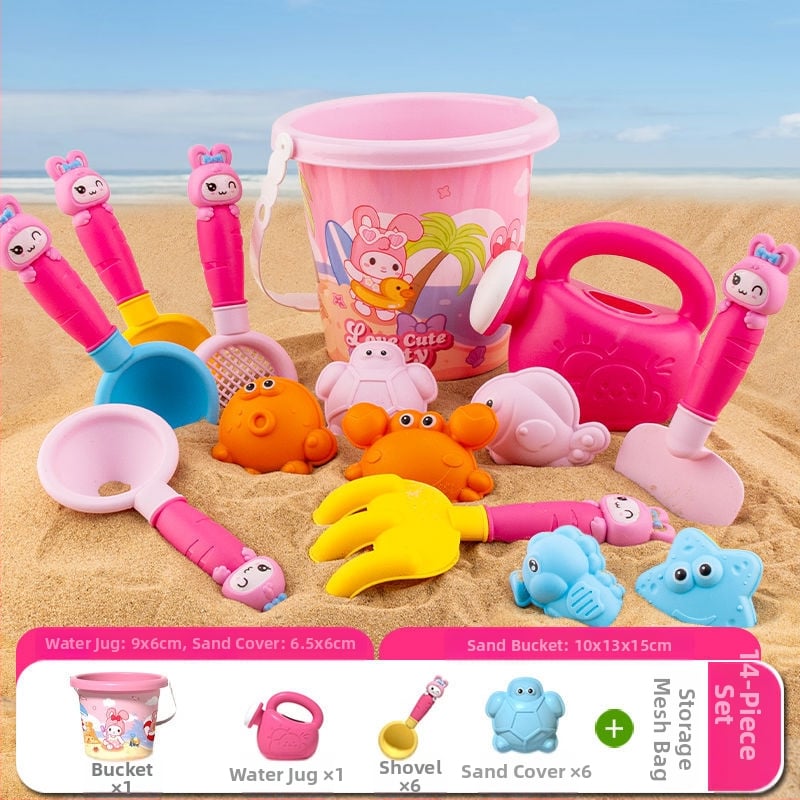 Пластмасов комплект за игра в пясък със лопатки за деца на възраст 4–6 години
