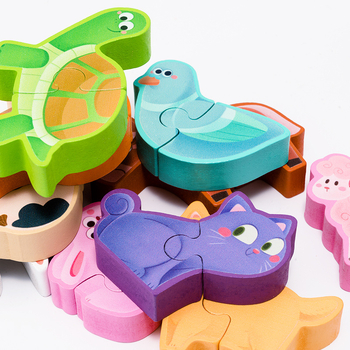 3D puzzle gyerekeknek — density board anyagból — állat- és dinoszaurusz témájú — oktató játék 4-6 éveseknek