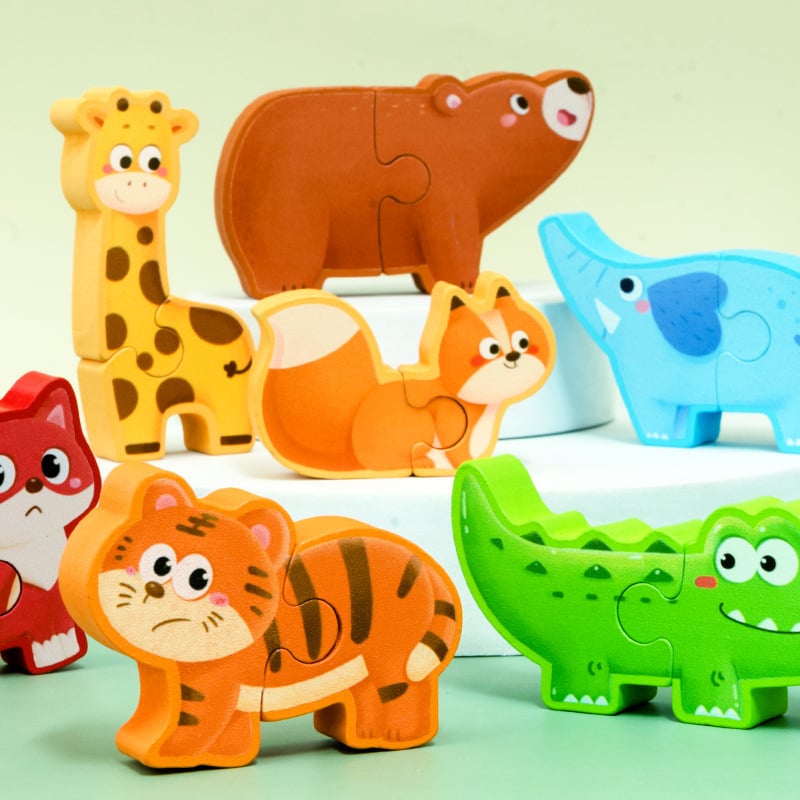 3D puzzle gyerekeknek — density board anyagból — állat- és dinoszaurusz témájú — oktató játék 4-6 éveseknek