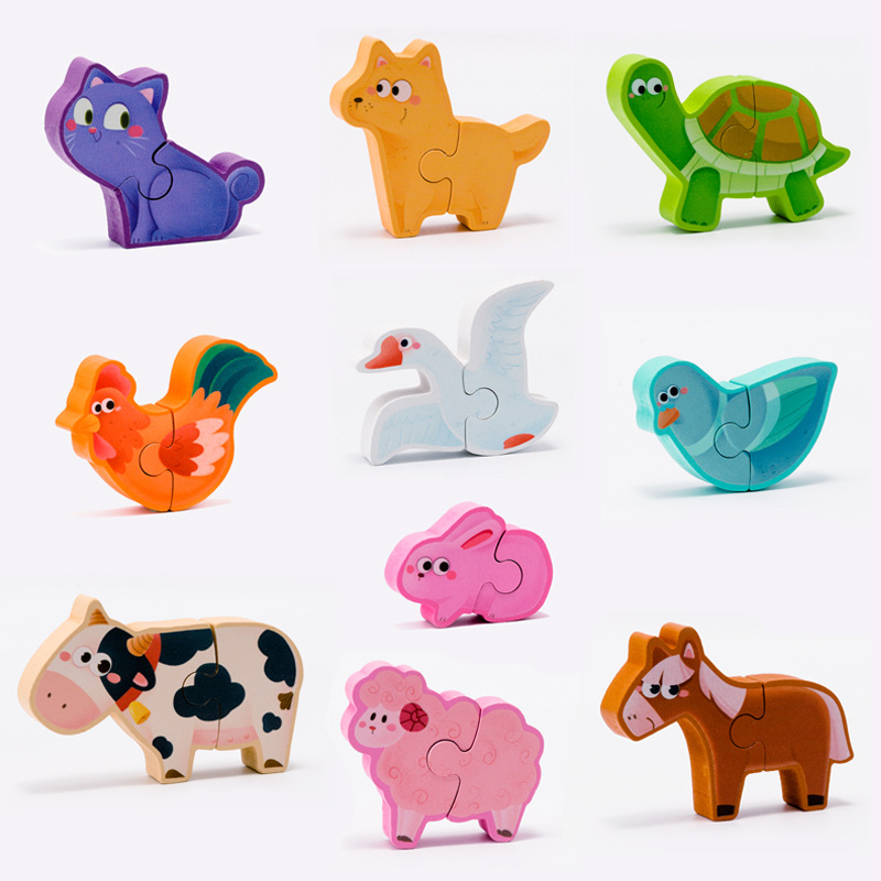 3D puzzle gyerekeknek — density board anyagból — állat- és dinoszaurusz témájú — oktató játék 4-6 éveseknek