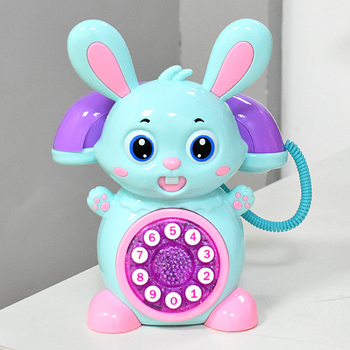 Rajzolt nyuszis zenés telefon – oktatási játék 6 üzemmód, fényzene, analóg telefon-szimuláció, műanyag, 4–6 éveseknek