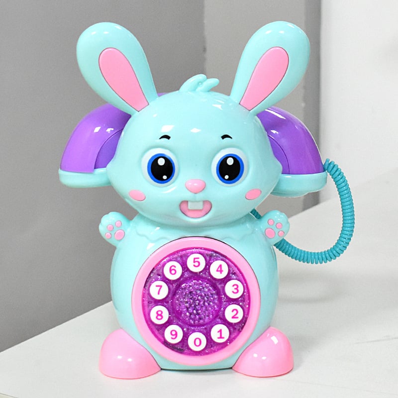 Rajzolt nyuszis zenés telefon – oktatási játék 6 üzemmód, fényzene, analóg telefon-szimuláció, műanyag, 4–6 éveseknek
