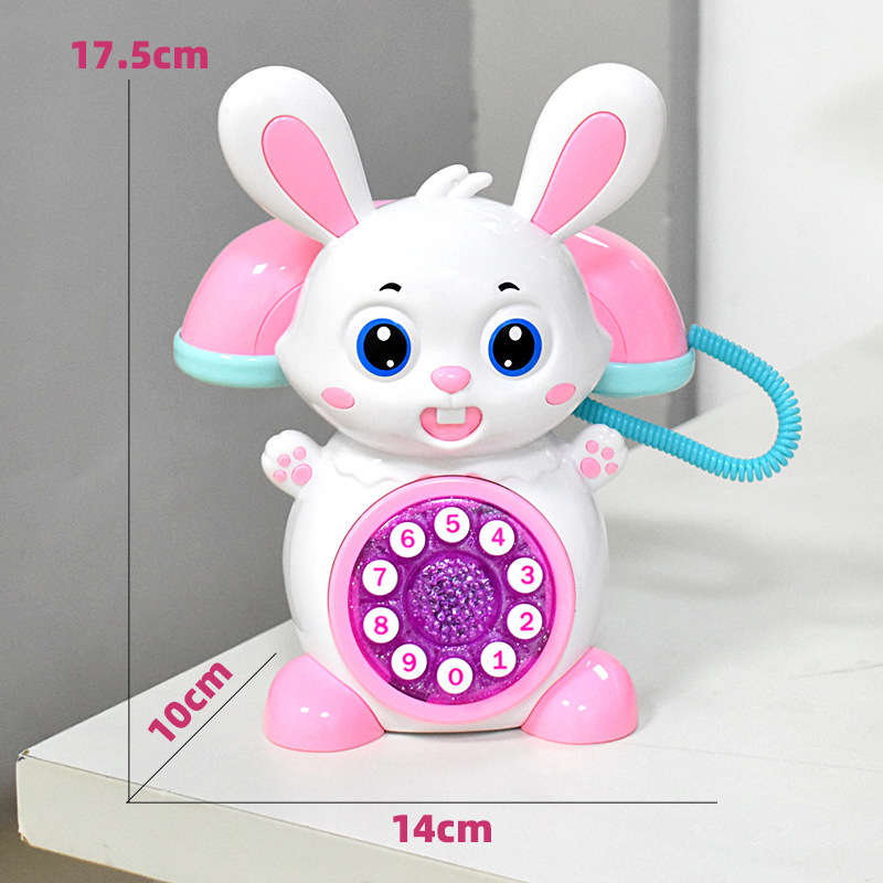 Rajzolt nyuszis zenés telefon – oktatási játék 6 üzemmód, fényzene, analóg telefon-szimuláció, műanyag, 4–6 éveseknek