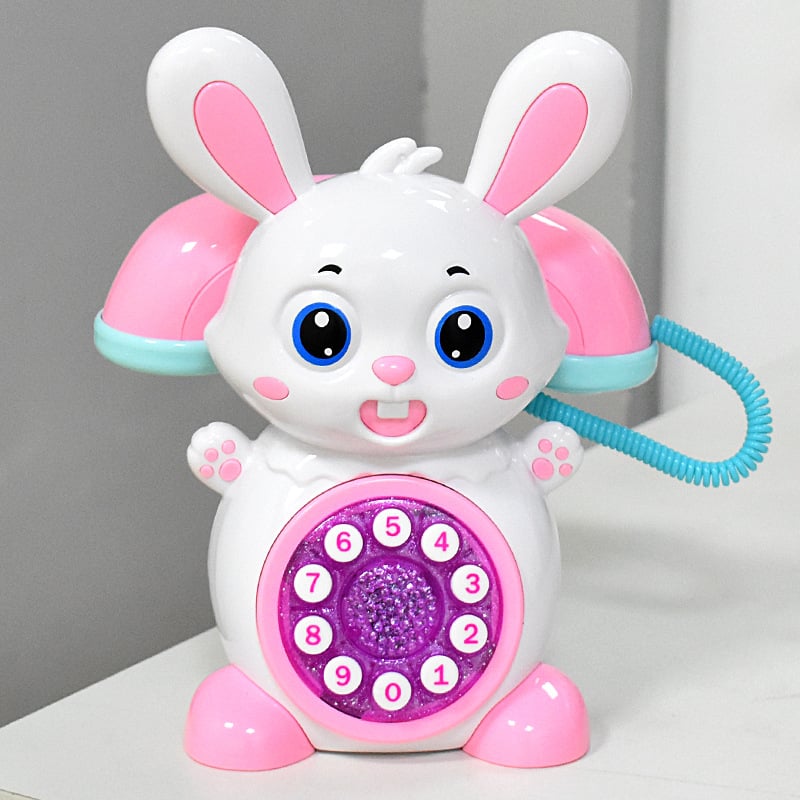 Rajzolt nyuszis zenés telefon – oktatási játék 6 üzemmód, fényzene, analóg telefon-szimuláció, műanyag, 4–6 éveseknek