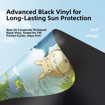 Totoro umbrelă pentru soare și ploaie, deschidere/închidere automată, cadru din oțel, 8 spițe, material 190T, protecție UV UPF 50+, stil desen animat