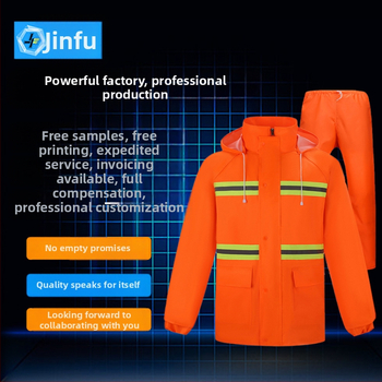 Yujinfu Sada rozdeleného pršiplášťa a nohavíc pre služby údržby/konštrukcie, polyester taft, hrúbka látky 1.1 mm, bežná hrúbka plášťa, PU lepidlo a PVC vodotesný vrstvy