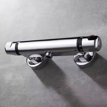 Zuhanycsap termosztatikus keverő, napelemes vízmelegítőhöz kompatibilis; modell ZC-812, réz test, krómozott felület, termosztatikus vezérlőmag, 20-50°C