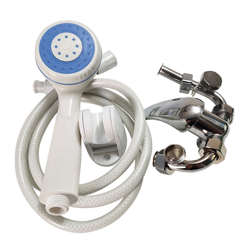 Σετ ντους με U-σχήματος βαλβίδα ανάμιξης, από κράμα ψευδαργύρου, κυκλική κεφαλή ψεκασμού βροχής, μοντέλο HS-00023, 45°C, 0,85 bar, φορητό