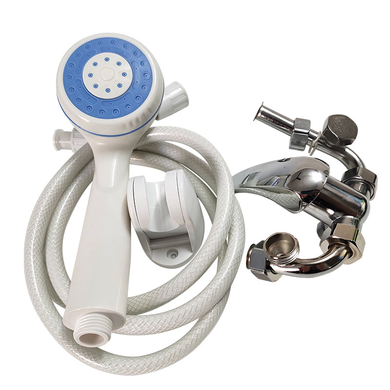 Σετ ντους με U-σχήματος βαλβίδα ανάμιξης, από κράμα ψευδαργύρου, κυκλική κεφαλή ψεκασμού βροχής, μοντέλο HS-00023, 45°C, 0,85 bar, φορητό