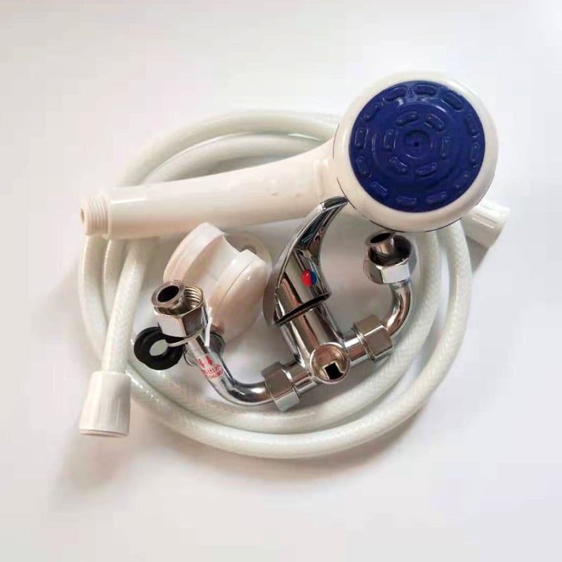 Σετ ντους με U-σχήματος βαλβίδα ανάμιξης, από κράμα ψευδαργύρου, κυκλική κεφαλή ψεκασμού βροχής, μοντέλο HS-00023, 45°C, 0,85 bar, φορητό