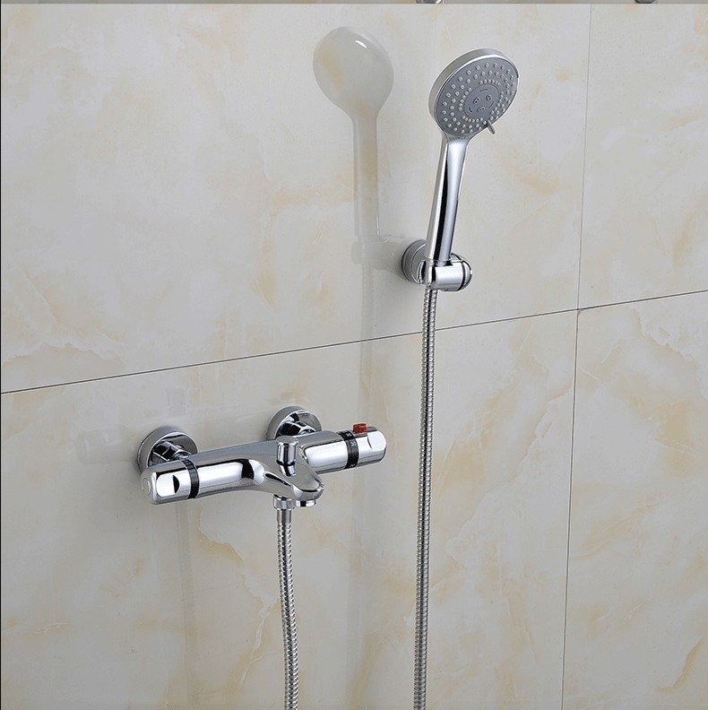 Trostruki tuš miješalica s termostatskom kontrolom, skrivena instalacija, bakarno tijelo, kromirani završni sloj, model 831B, radna temperatura 20–50°C