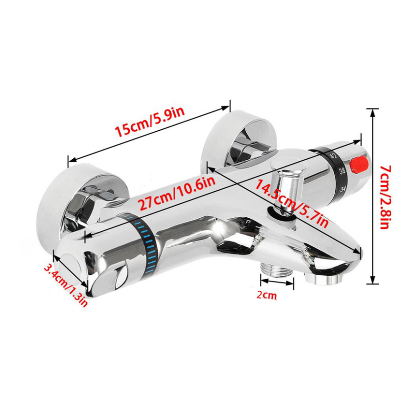 Trostruki tuš miješalica s termostatskom kontrolom, skrivena instalacija, bakarno tijelo, kromirani završni sloj, model 831B, radna temperatura 20–50°C