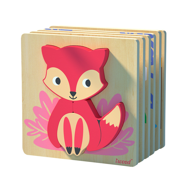 Fából készült 3D-s puzzle babáknak, 0–3 éveseknek – oktató, agyfejlődést segítő játék